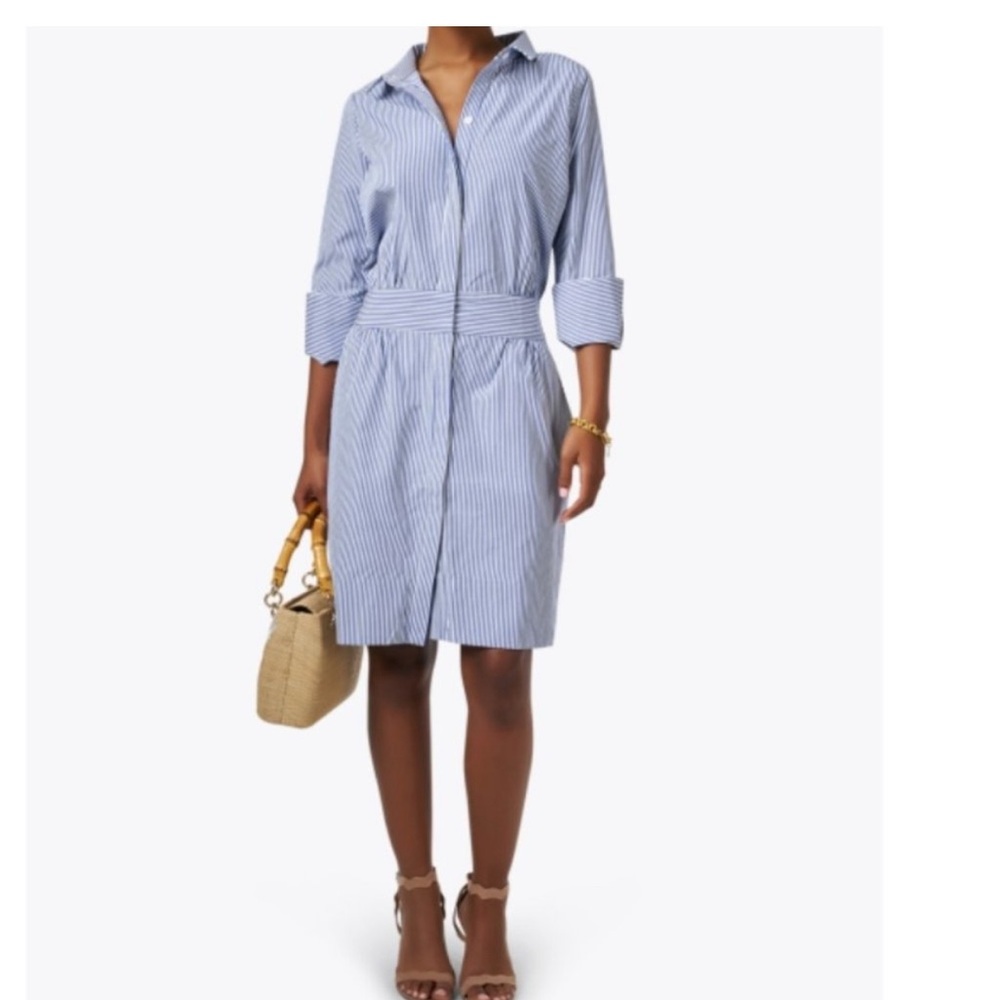 Gretchen Scott Blue Striped Shirt Dress